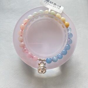 Pastel Beaded Bracelet with Silver Charm